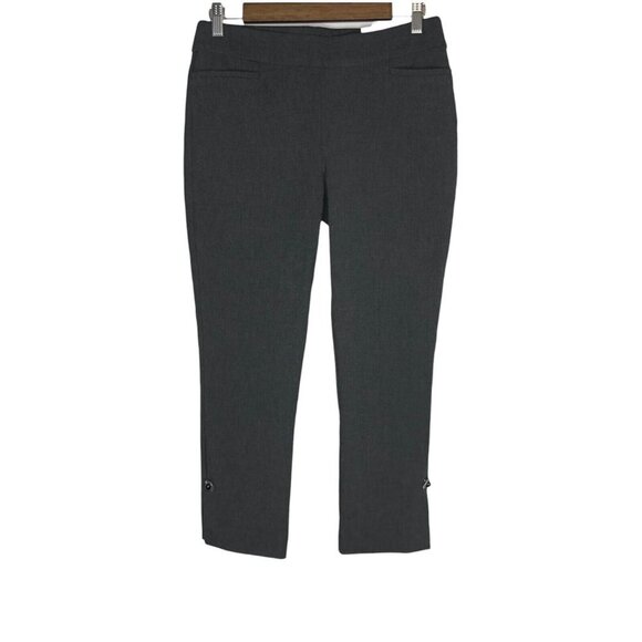 Chico's NWT So Slimming Brigitte Stone Button Hem Ankle Pants Gray Size 0P US 4P - Picture 1 of 15